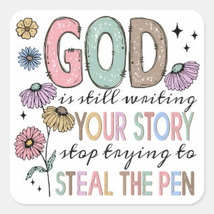 Christian Quote Retro Square Sticker