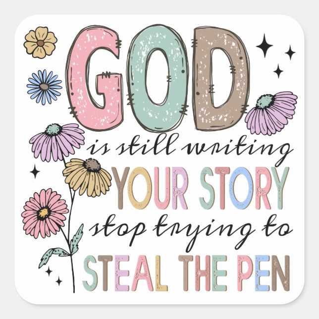 Christian Quote Retro Square Sticker (Front)
