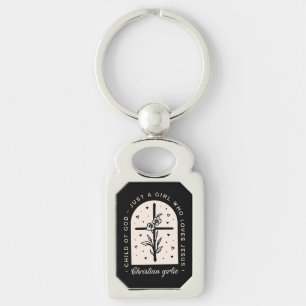 Christian quotes just a girl who loves Jesus cross Key Ring