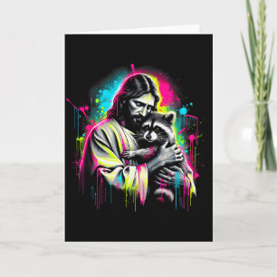 Christian Raccoon Lover Trash Holding God Faith Me Card