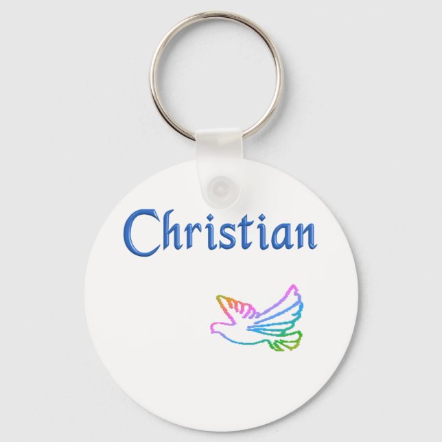 Christian Rainbow Dove Key Ring (Front)