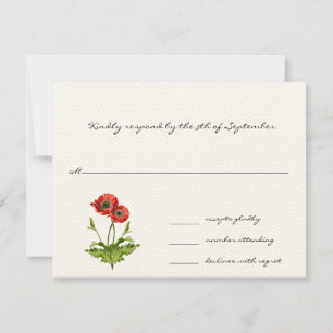 Christian Red Poppies Two Are Better  Wedding RSVP Card