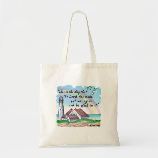 Christian Rejoice Lighthouse custom name Tote Bag (Front)