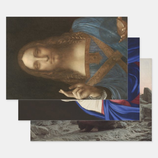 Christian Religious Art Selection Wrapping Paper Sheet (Set)