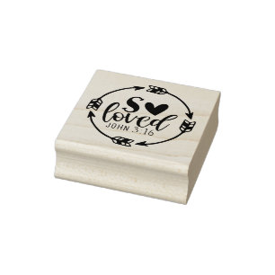 Christian Religious Bible Verse So Loved Rubber Stamp