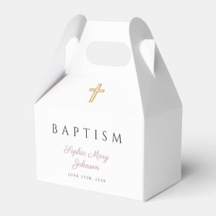 Christian Religious Cross Pink Girl Baptism Favour Box