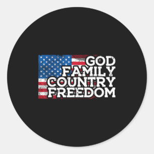 Christian Religious God Jesus Patriotic Men Women Classic Round Sticker