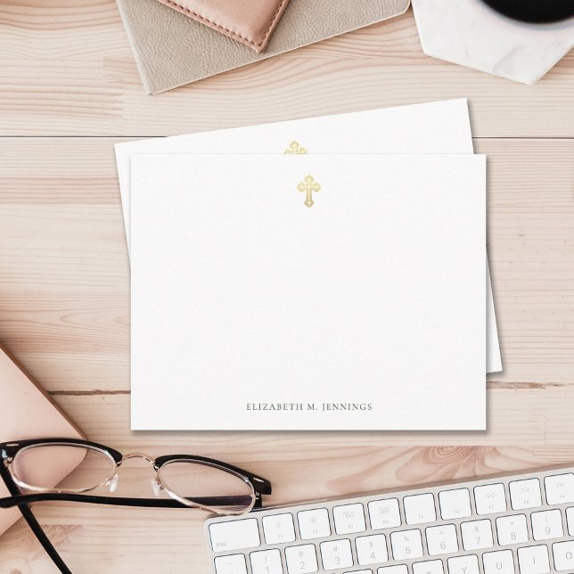 Christian Religious Gold Cross Simple Note Card (Creator Uploaded)