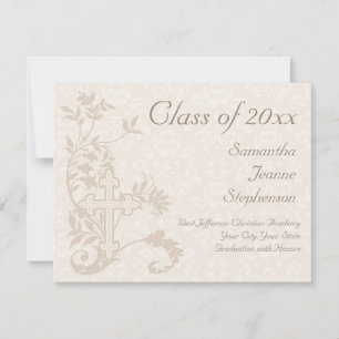 Christian Religious Graduation Announcement, Cream Invitation