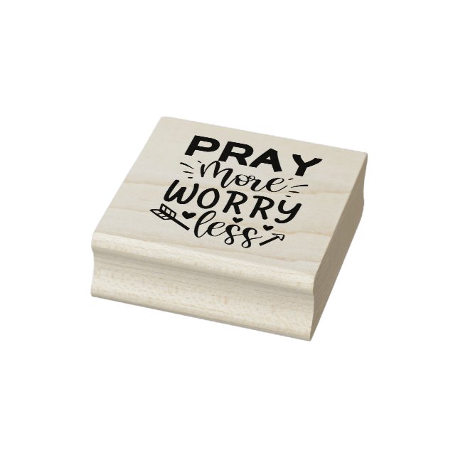 Christian Religious Quote Pray More Worry Less Rubber Stamp (Stamp)