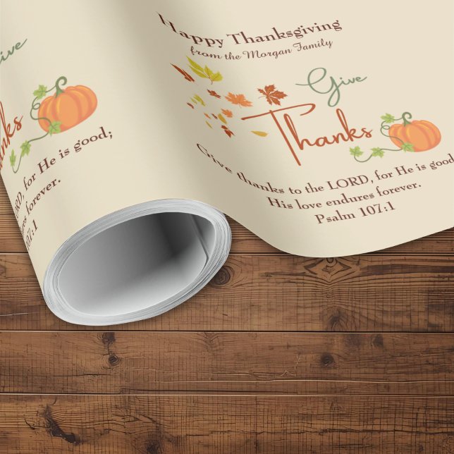 Christian Religious Thanksgiving Personalised Name Wrapping Paper (Creator Uploaded)