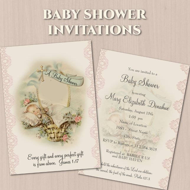 Christian Religious Vintage Baby Shower Invitation (Creator Uploaded)