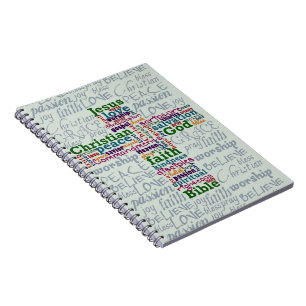 Christian Religious Word Art Cross Spiral Notebook