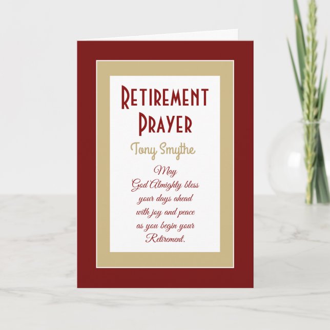 Christian Retirement Prayer card (Front)