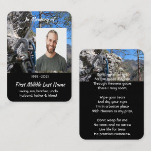 Christian Rock Climbing Memorial Keepsake Business Card