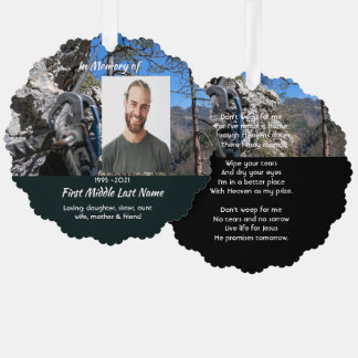 Christian Rock Climbing Memorial Keepsake Tree Decoration Card