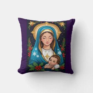 Christian Roman Catholic Virgin Mary Christmas Cushion
