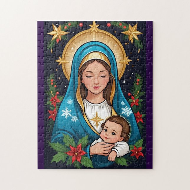 Christian Roman Catholic Virgin Mary Christmas Jigsaw Puzzle (Vertical)