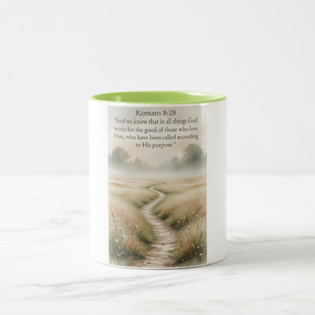 Christian Romans 8:28 Bible Verse Coffee Mug (Center)