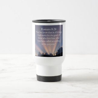 Christian Romans 8:28 Bible Verse Travel Mug