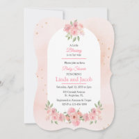 Christian Rose Floral Baby Girl Shower Invitation