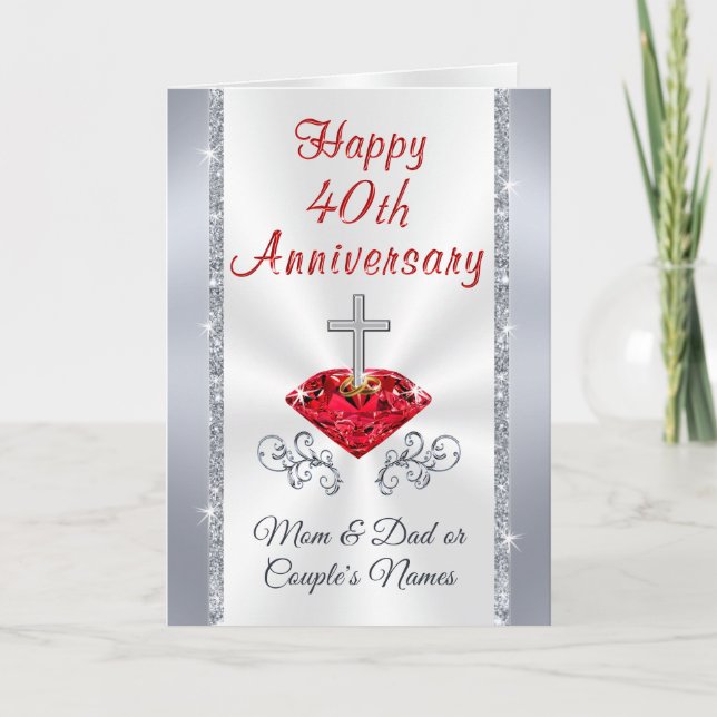 Christian Ruby 40th Wedding Anniversary Cards (Front)