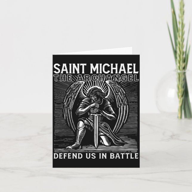 Christian Saint Michael Catholic Saint Defend Us I Card (Front)