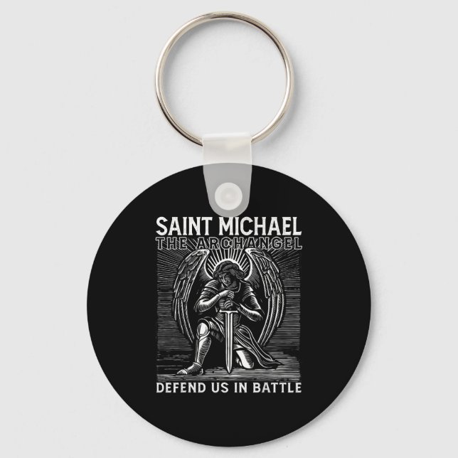Christian Saint Michael Catholic Saint Defend Us I Key Ring (Front)