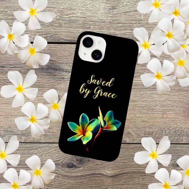 Christian "Saved By Grace Quote" with Yellow Text Case-Mate iPhone Case (Creator Uploaded)