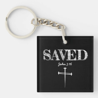 Christian SAVED with 3 Nail Cross Key Ring