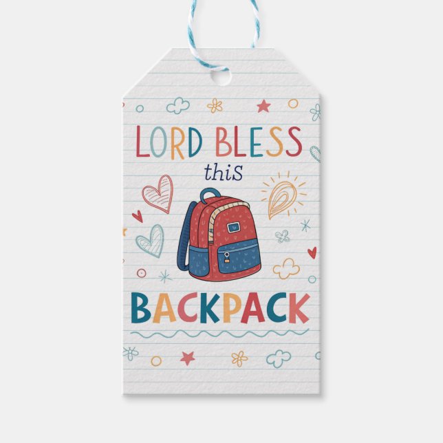 Christian School Bag Blessing Gift Tags (Front)