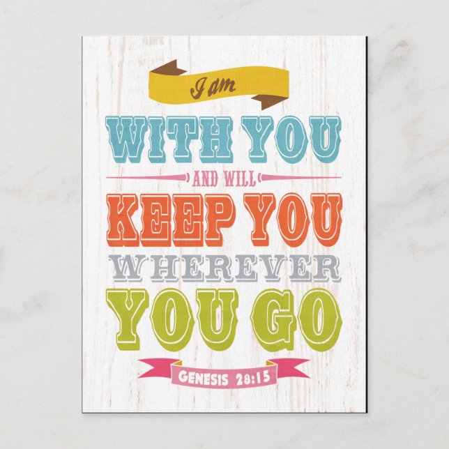 Christian Scriptural Bible Verse - Genesis 28:15 Postcard (Front)