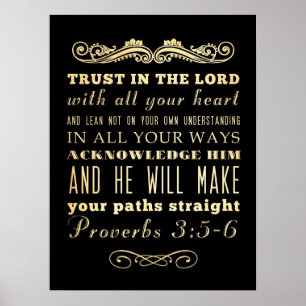 Christian Scriptural Bible Verse - Proverbs 3:5-6 Poster