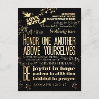 Christian Scriptural Bible Verse - Romans 12:9-12 Postcard