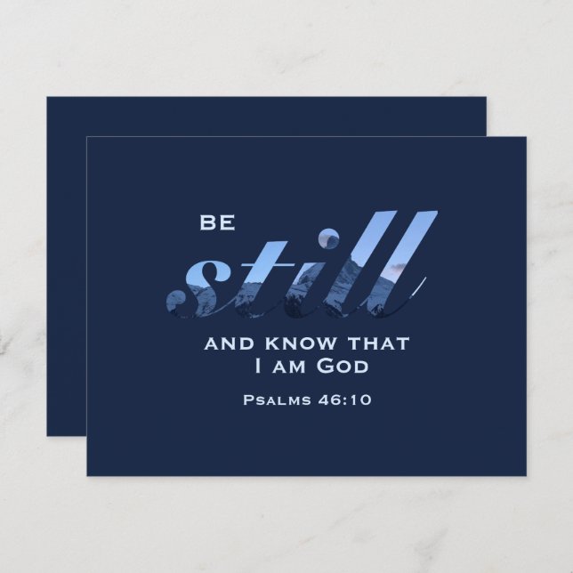 Christian Scripture Be Still Blue Mountain Custom Card (Front/Back)