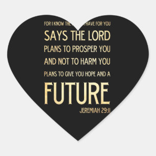 Christian Scripture Bible Verse Art Jeremiah 29:11 Heart Sticker