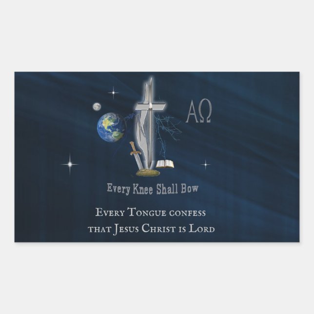 Christian Scripture Every knee shall bow  Rectangular Sticker (Front)