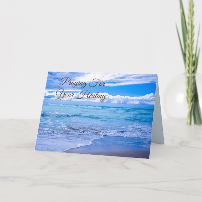 Christian Scripture Get Well Card Blue Ocean Scene (Front)