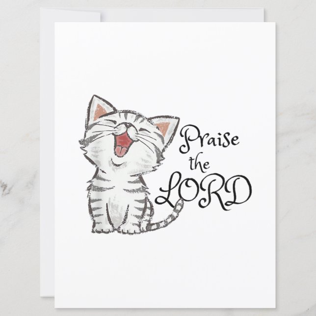 Christian scripture gift with cute cat, Praise The (Front)
