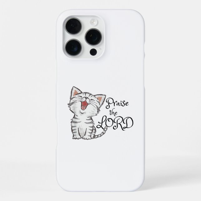Christian scripture gift with cute cat, Praise The iPhone Case (Back)