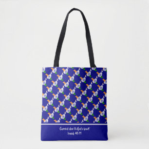 Christian Scripture INDIA FLAG Isaiah BLUE Tote Bag