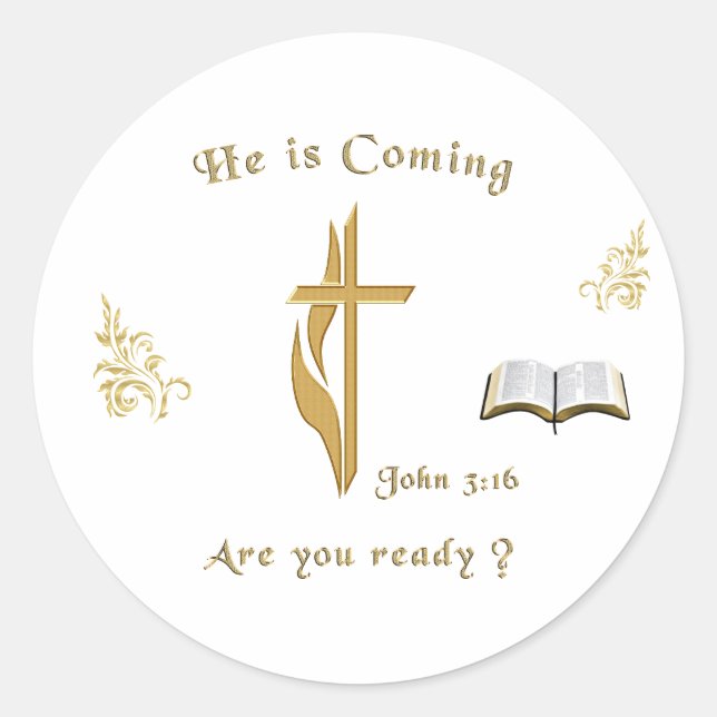 Christian Scripture John 3:16 Classic Round Sticker (Front)