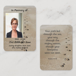 Christian Scripture Keepsake Footprints in Sand Business Card