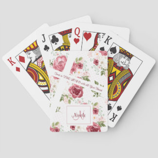 Christian Scripture Rose Floral Name and Monogram Playing Cards