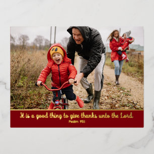 Christian Scripture Thanksgiving Photo Colour Edge Foil Holiday Postcard