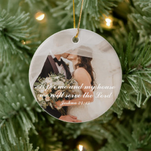 Christian Scripture Wedding Photo Ceramic Tree Decoration
