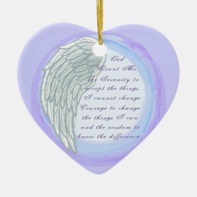 Christian Serenity Prayer Wing Ceramic Tree Decoration (Front)
