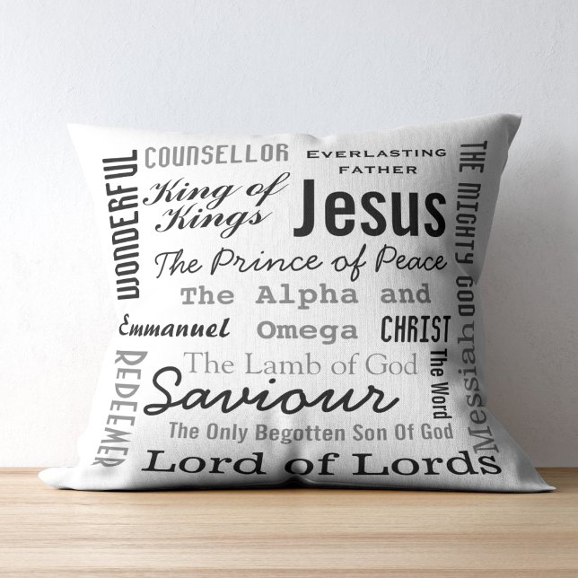 Christian Seventeen Names of Jesus Cushion (The Names of Jesus Throw Pillow)