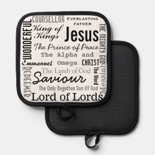 Christian Seventeen Names of Jesus Pot Holder