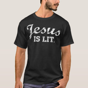 CHRISTIAN SHIRT, Jesus Is Lit Funny Religious God T-Shirt